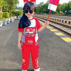 Setelan Baju Anak Perempuan Free Tas  Kemerdekaan Usia 1-10Tahun