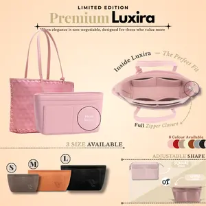 Luxira Premium Bag Organizer Suede Velvet with Zipper / Insert for Tote Bag Handbag/ Inner Bag / Insert Tas Rapi Multifungsi dengan Resleting