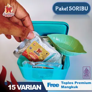 SamBhojo Sambal Viral Paket Hemat 15 Sachet Free Mangkuk dan Toples Premium