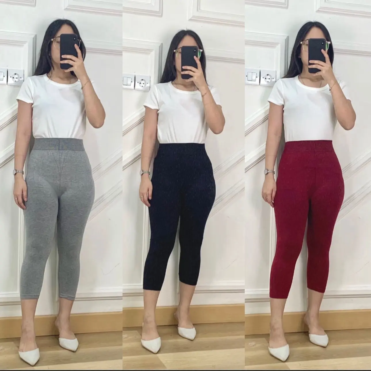Legging 7/8 Polos/Legging wanita/legging lembut/Legging nyaman Hitam Tebal