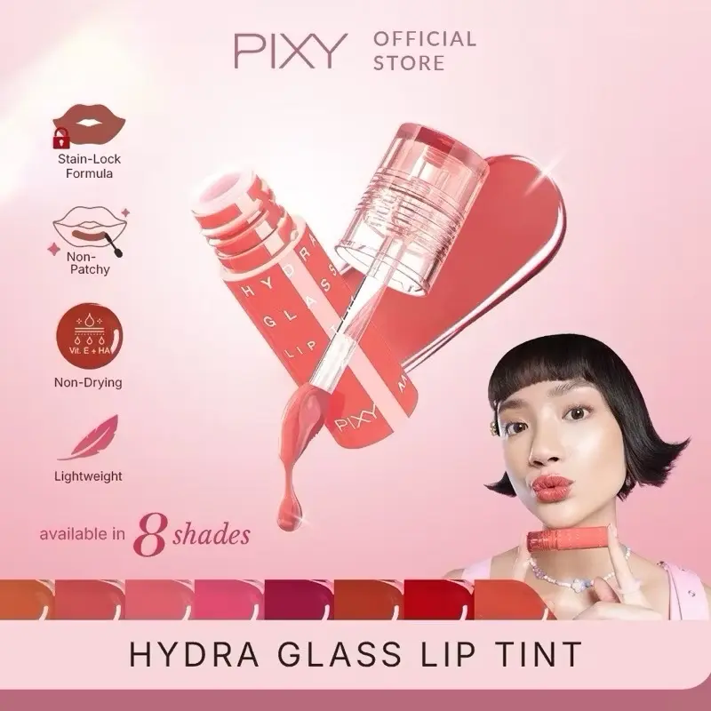 PIXY Hydraglass Liptint - Produk Bibir Tahan Lama dengan Tekstur Ringan - Gloss, Lipstik, Liquid, Lipstick, Lipcream