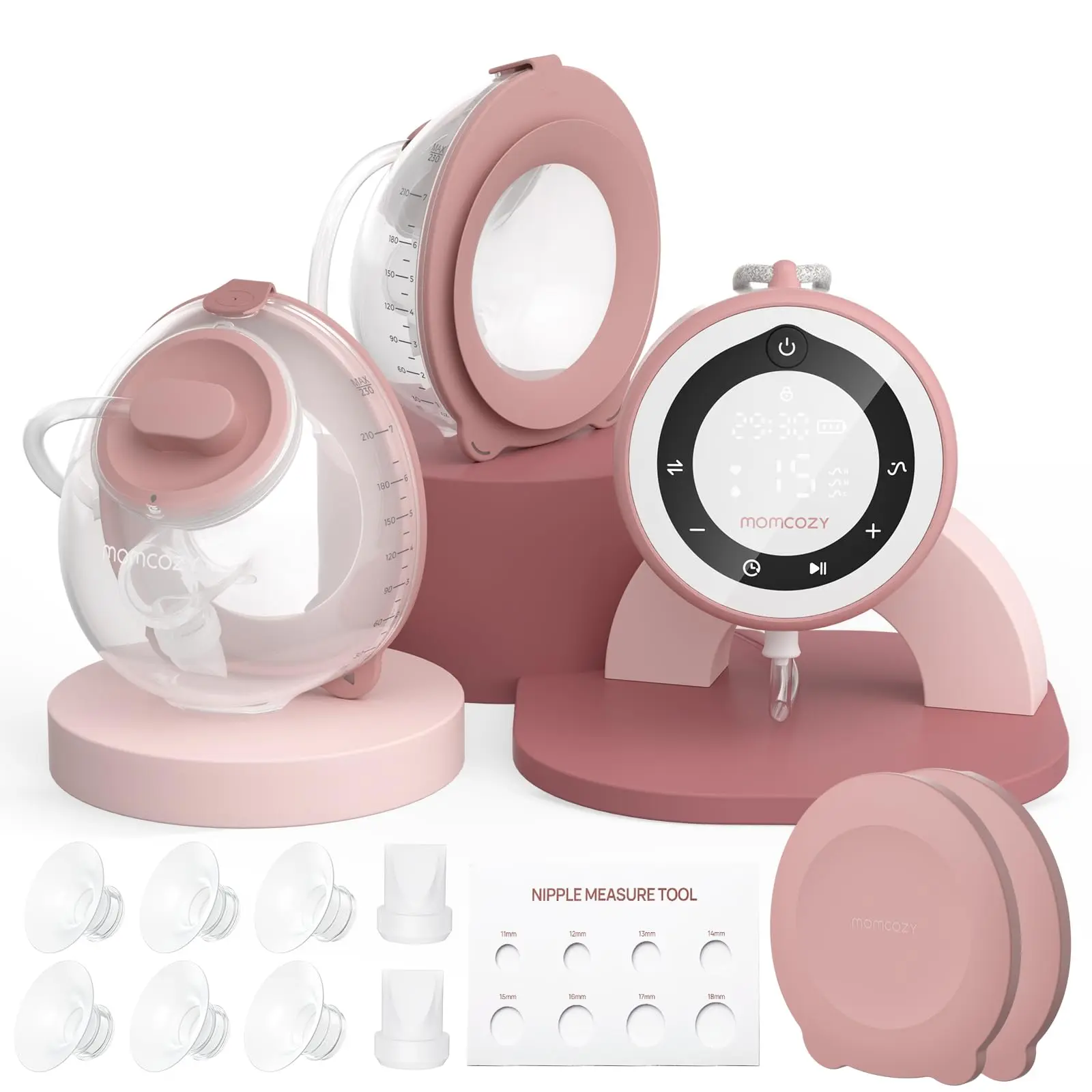 Momcozy Wearable Electric Breast Pump V1 Pro Upgraded Electric Pump with 3 Fine-Tuned Rhythms, Hands-Free & Portable Wearable Pump, 3 Modes|15 Levels, Come with Leak-Proof DoubleFit Flange
