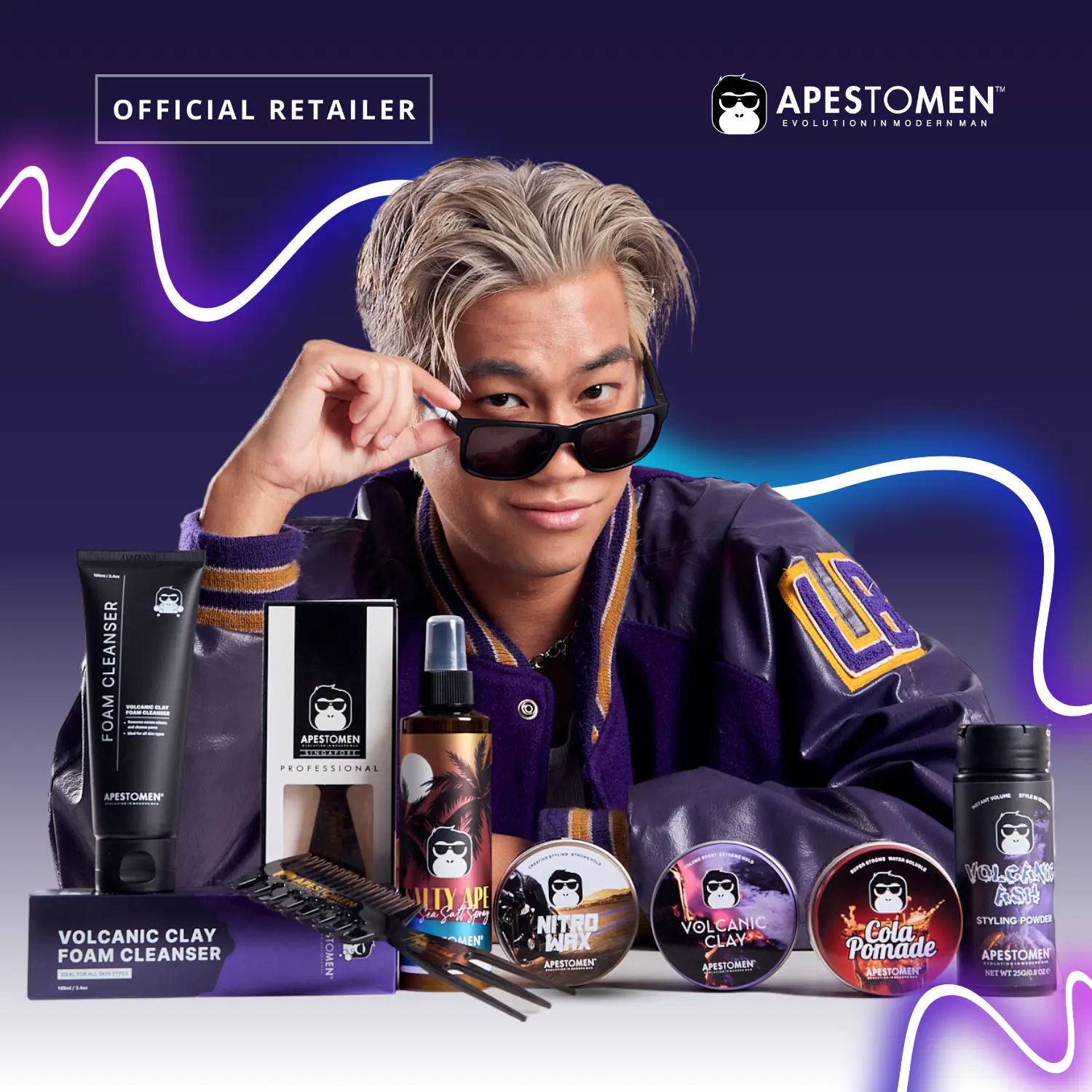 Apestomen Hairstyling Volcanic Clay, Cola Pomade, Nitro Wax