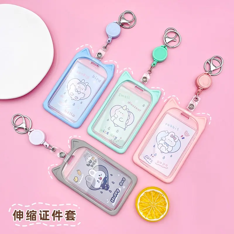 Cute Cat Ear Design Card Holder Photocard Case Nametag with Lanyard 7*11cm