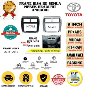 FRAME HEAD UNIT ANDROID 7 INCH / 9 INCH / 10 INCH TOYOTA AGYA AYLA 2013 - 2019