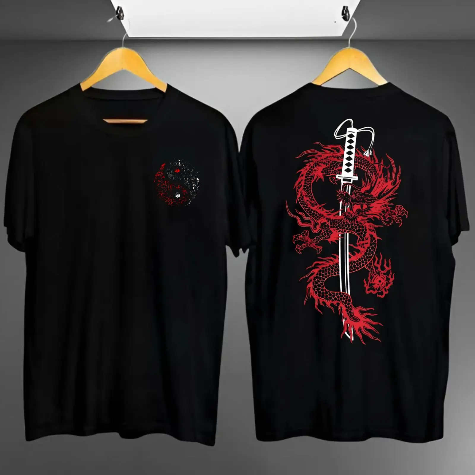 Kaos Distro Motif Pedang Naga Sablon Digital Printing Unisex Lengan Pendek - Keren, Dewasa, Panjang, Pria, Oblong, Katun