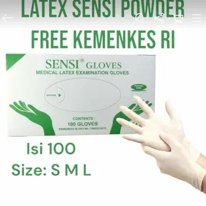 Sarung Tangan Sensi Gloves Latex Non Powder Isi 100 Pcs Terlaris