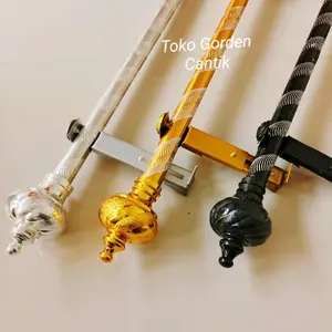 BATANG GORDEN FULL SET UKURAN (50,60,75,100,125,150,175,200CM) besi alumunium tirai gulung jendela handle jendela plastik perangkat keras jendela