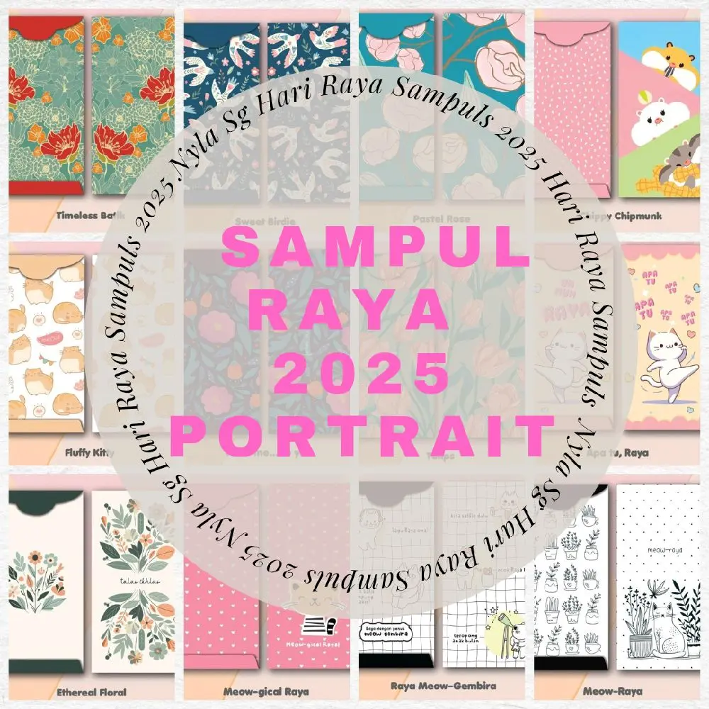 [Potrait, 10 pieces] Sampul Duit Hari Raya 2025 Viral Cat Classic Floral Kebaya Baju Raya Envelopes - High-Quality Art Paper 128gsm Material