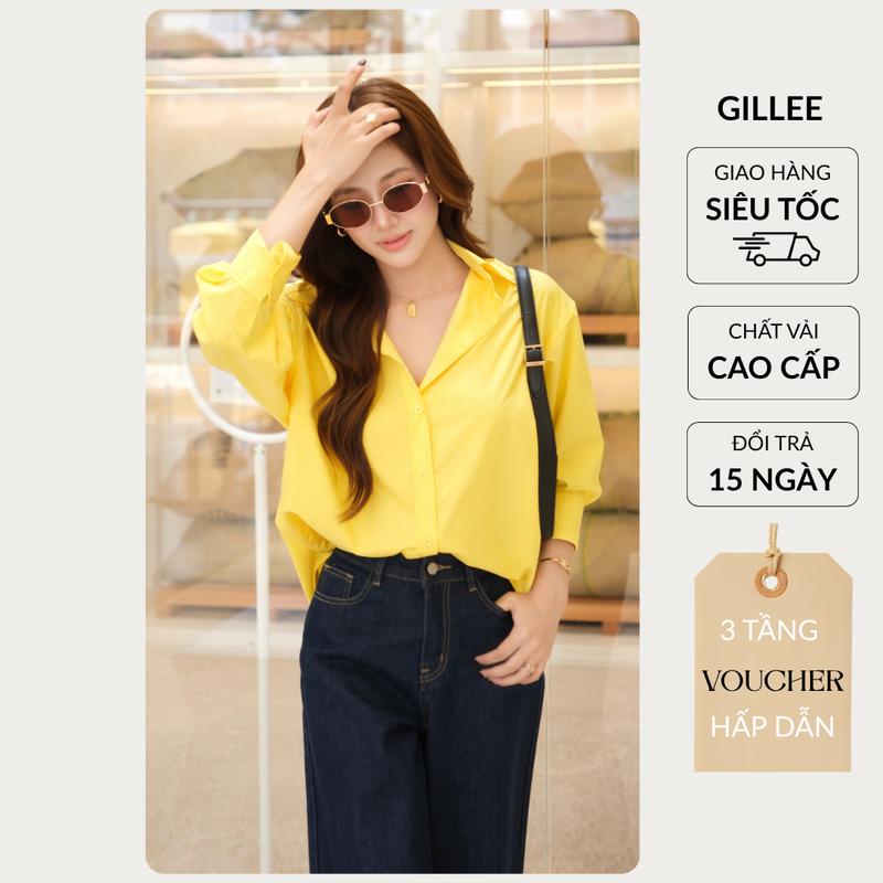 Áo sơ mi nữ GILLEE dáng oversized, sơ mi form rộng vải kate lụa thoáng khí thanh lịch FAS367