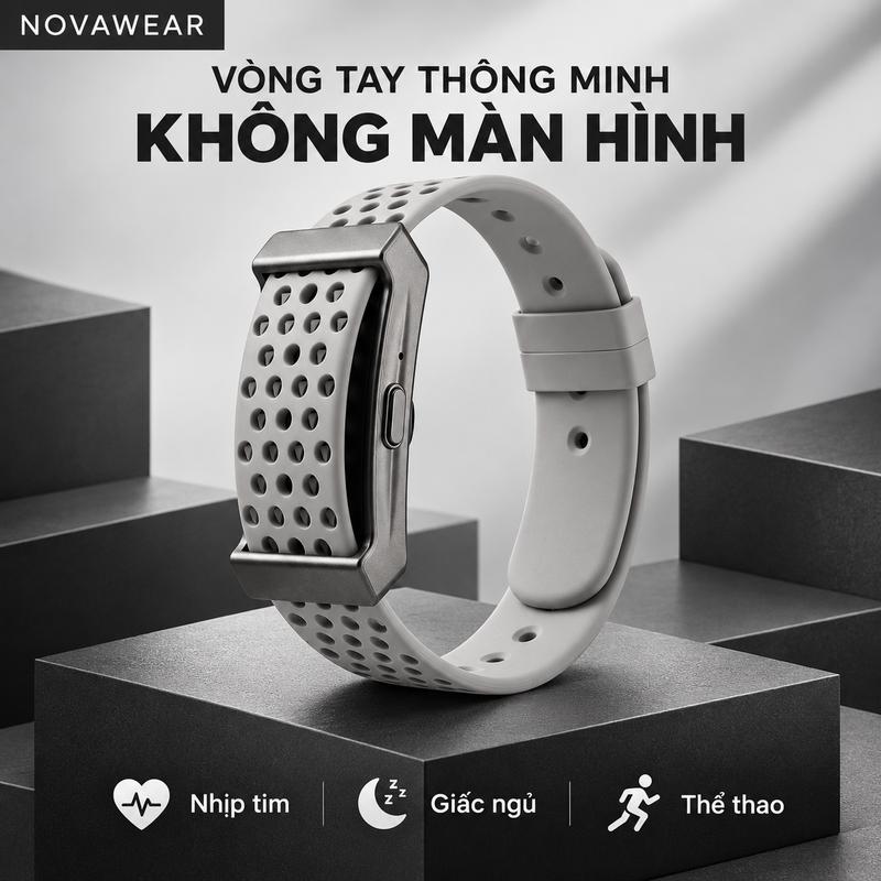Vòng tay thông minh không màn hình, theo dõi nhịp tim và nồng độ oxy trong máu, vòng đeo tay hỗ trợ theo dõi sức khỏe hằng ngày, phù hợp khi làm, đi bộ, tập luyện thể thao và sử dụng trong hoạt động sinh hoạt thường ngày