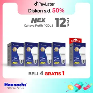 Hannochs Lampu Bohlam LED NEX 12W Cahaya Putih ( BELI 4 GRATIS 1 ) - Garansi 1 Tahun