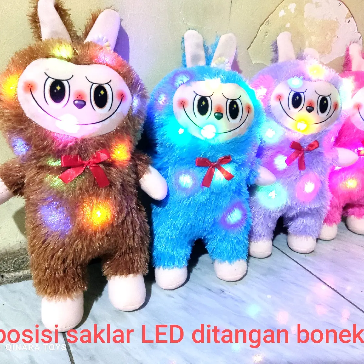 Boneka labubu LED Viral lucu ukuran tinggi 30cm Dolls Toys