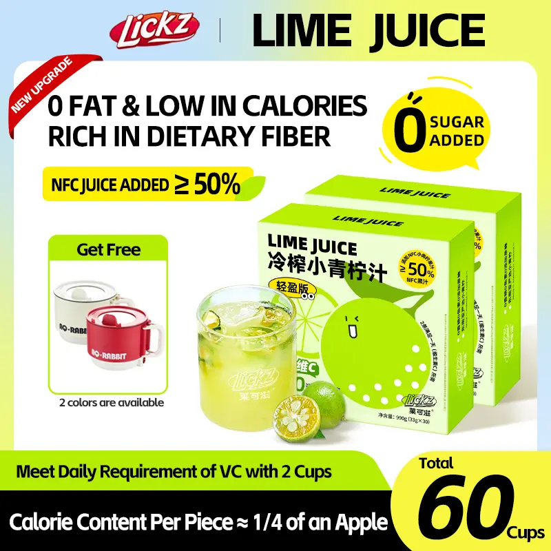 LICKZ JUICE Lime Calamansi Juice Beverage Concentrate - BUNDLE 60 Sachets with Free Electric Cooker  [0 Fat, 0 Sugar, NFC Cold-Pressed Juice]