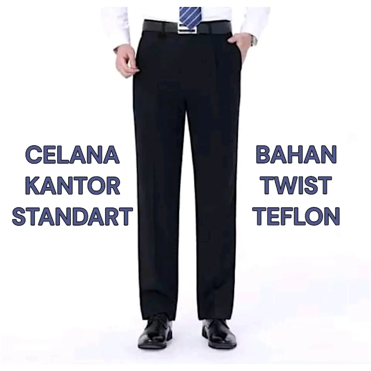 CELANA REGULAR PRIA KANTOR /KERJA /RESMI /FORMAL /KULIAH /GURU /DINAS KAIN TWIS TEBAL HITAM Fit Nyaman Standar
