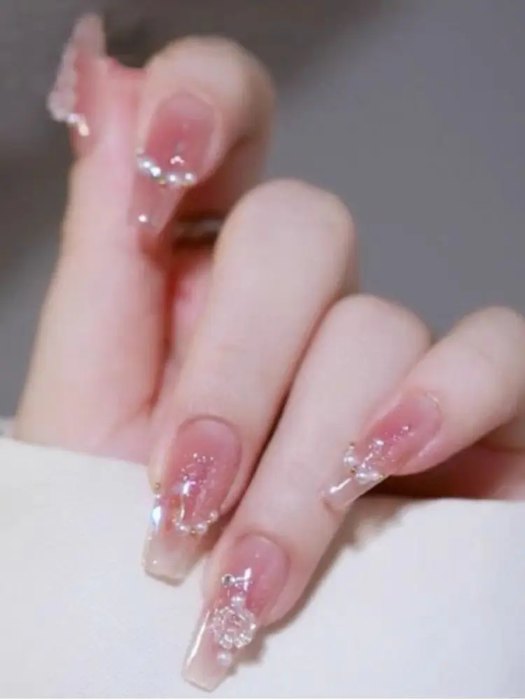 New pure handmade wear armour pure desire wind nude flash diamond white nail