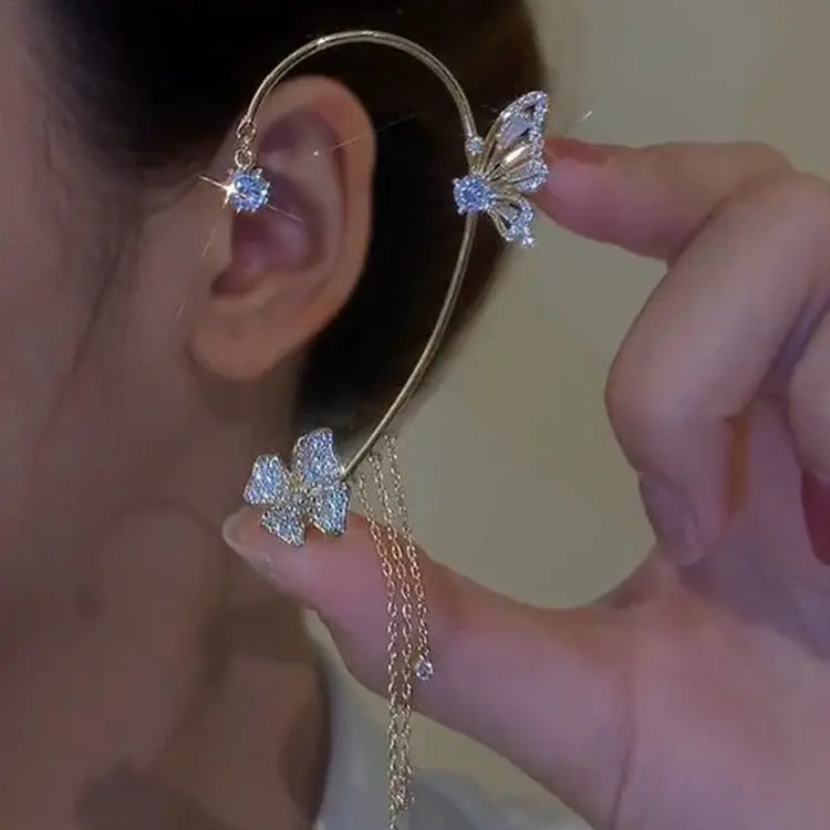 Butterfly Earrings No Pierced Ear Clip Long Tassel Earring Fake Earings Fashion Accessories