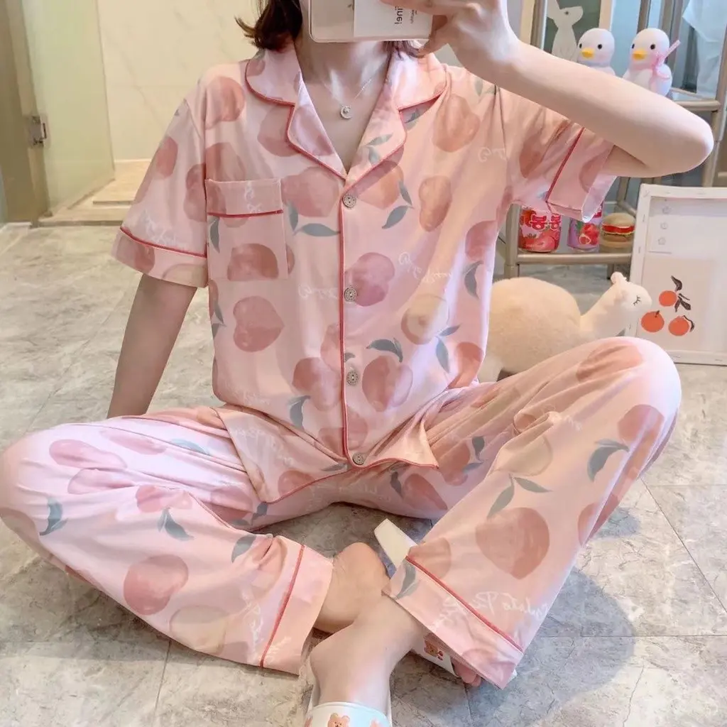 PY004 Baju Tidur Piyama SET Kemeja CP Lengan Pendek Celana Panjang Import PREMIUM FIT to XXL