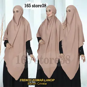 French Khimar Crinkle Jumbo Cutting Lancip V Bercadar Zahara
