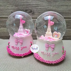 Snowball Kotak Musik Lampu Bola Air Kaca Kristal Salju Waterball Snowglobe