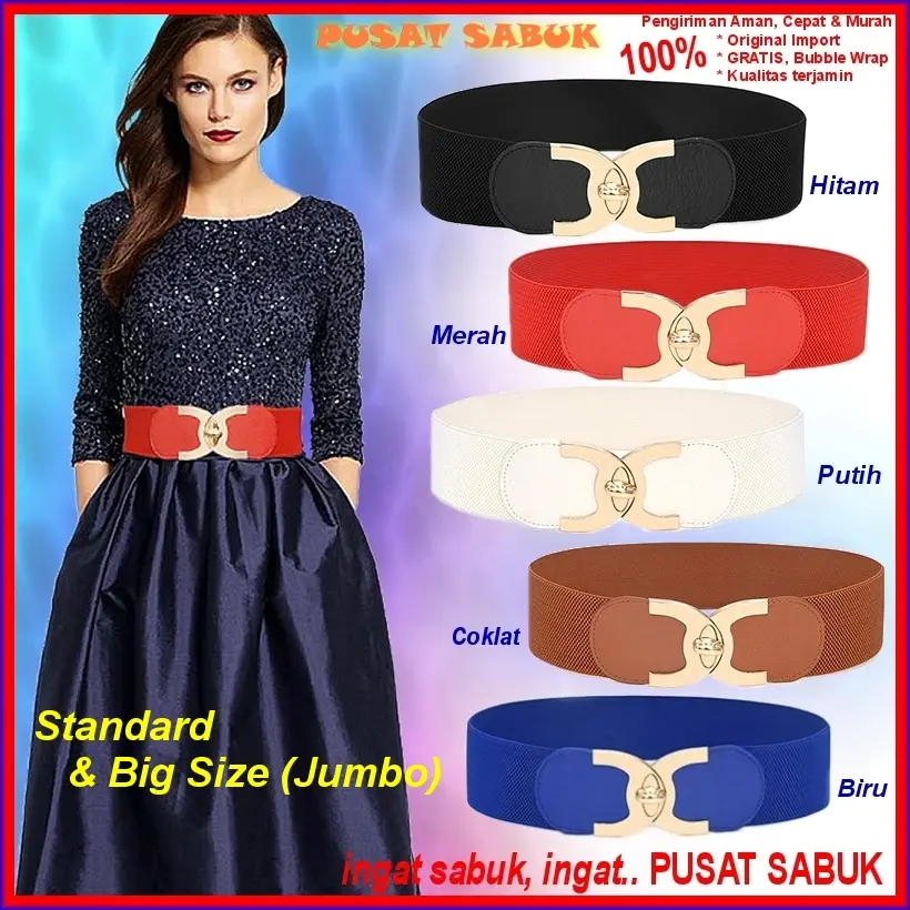 Sabuk Pinggang Wanita Korea Obi Elastis Gesper Ikat Karet Cewek Ban Gaun Kepang Fashion Murah