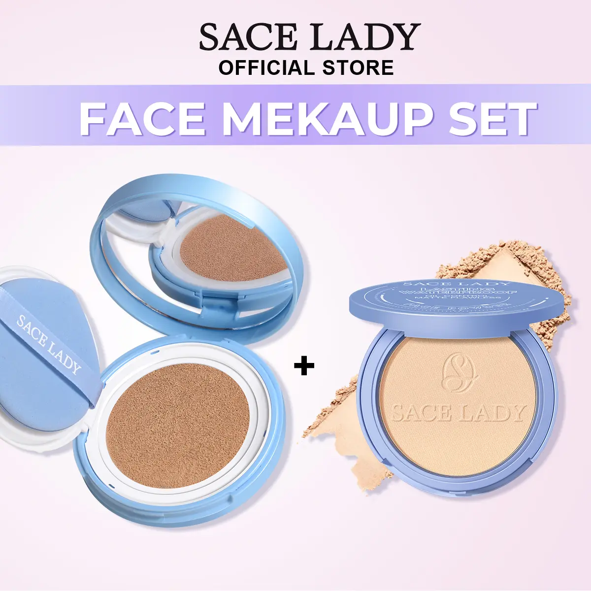 [LIVE]Bộ trang điểm mặt SACE LADY [Phấn nền BB kiểm soát dầu + Phấn phủ chống nước lâu trôi]