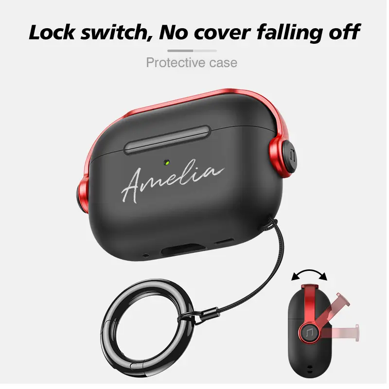 New custom text anti-drop protective cover suitable for airpods 4 casing airpods pro 2 protective case airpods 3 lock anti-lost earphone case airpods 2