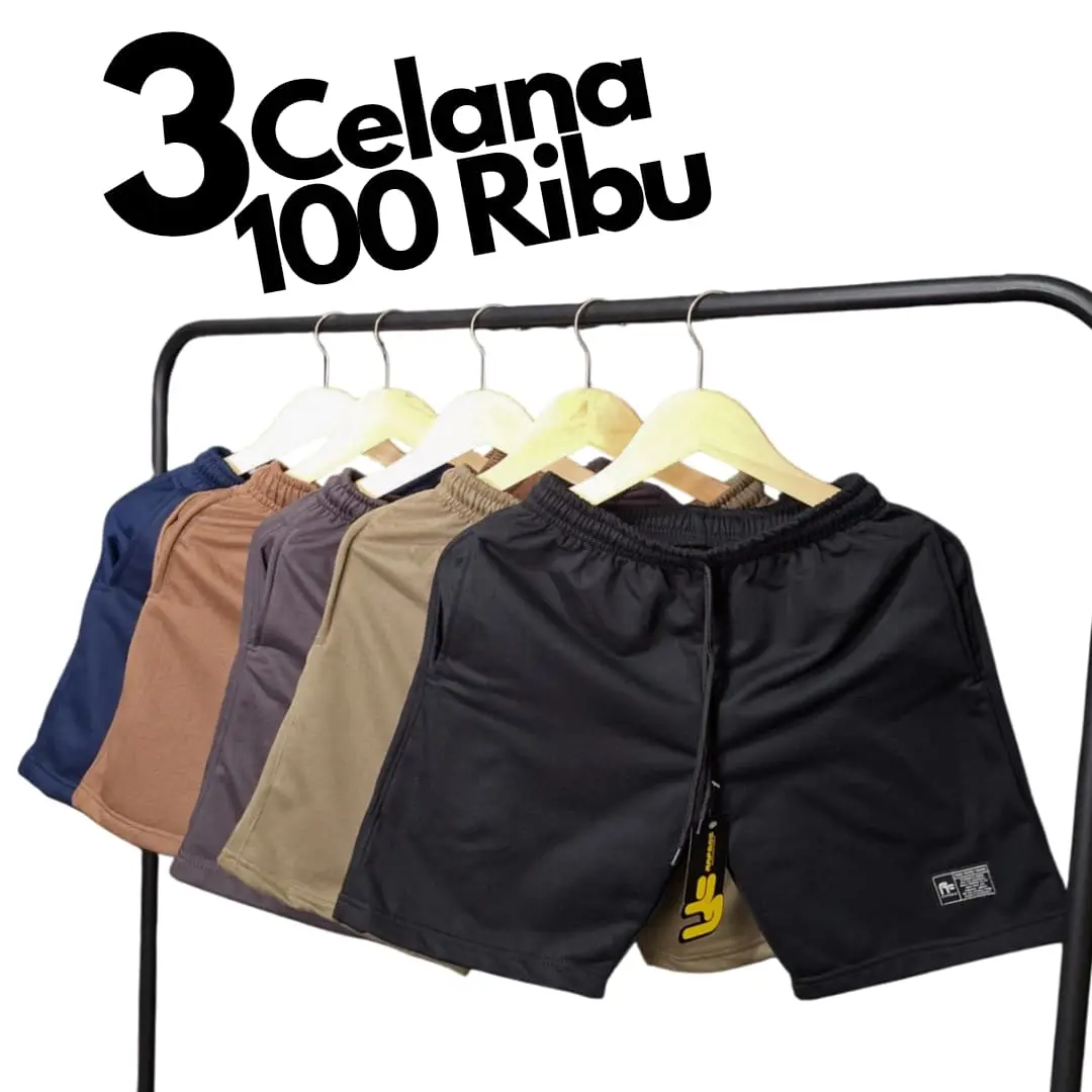 PAKET HEMAT 100rb dapat 3 celana Broadshort Premium Celana pendek cowok cewek bahan fleece tebal dan lembut Distro Abu Mocca
