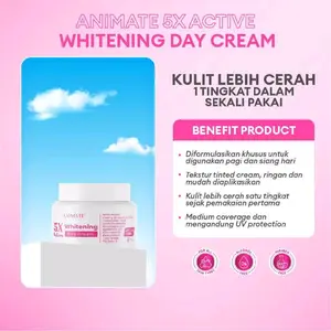 Animate 5x Active Whitening Day Cream 10 gr / Cream Pagi Pencerah wajah / Paket Skincare Glowing
