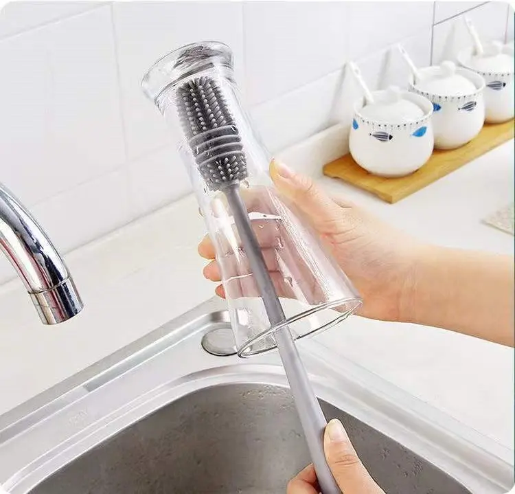 Cup washer rotating non-dead corner cup brush milk bottle brush special long-handle gap tea stain cleaning silicone brush Sink