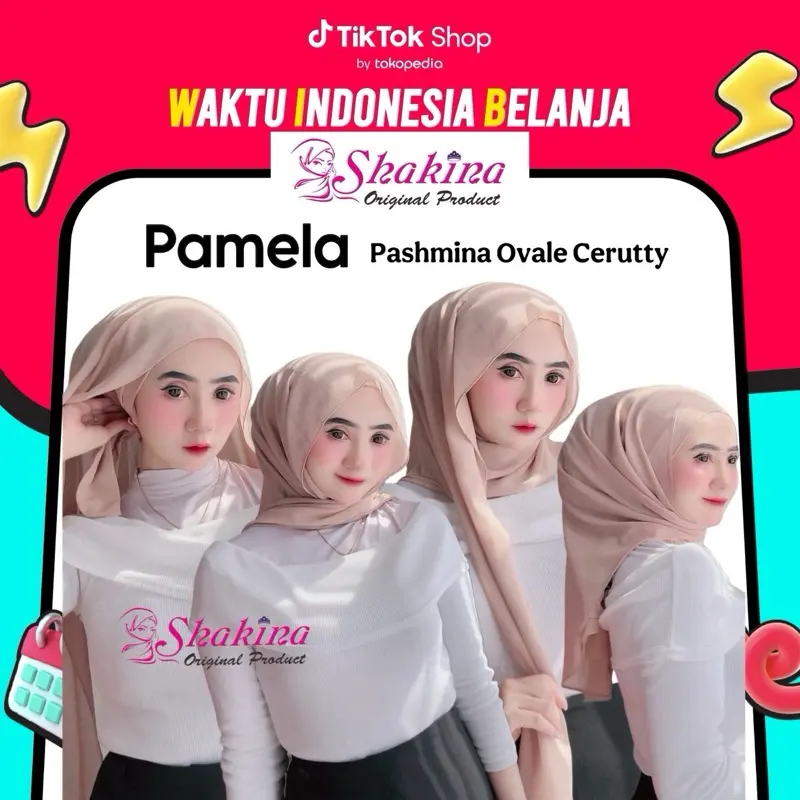 Pamela Pashmina Instan Bahan CERUTTY BABYDOLL Pashmina Malay Inner Bando Iket Design Ovale Bisa Bolak Balik 1 Lapis Kerudung Muslim Ceruti Jilbab Ceruty Panjang