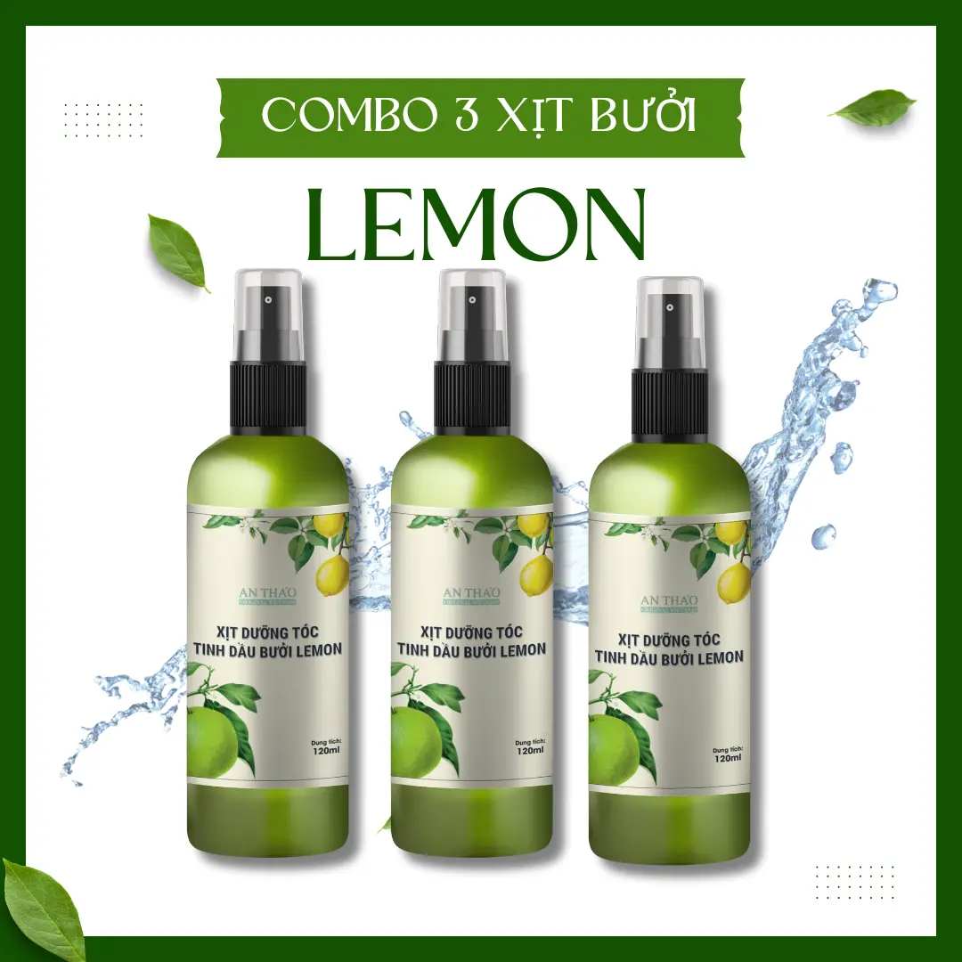 Combo 3 Chai Xịt Tinh Dầu Bưởi Chanh 120ml An Thảo Original – Tươi Mát & Bồng Bềnh Mái Tóc