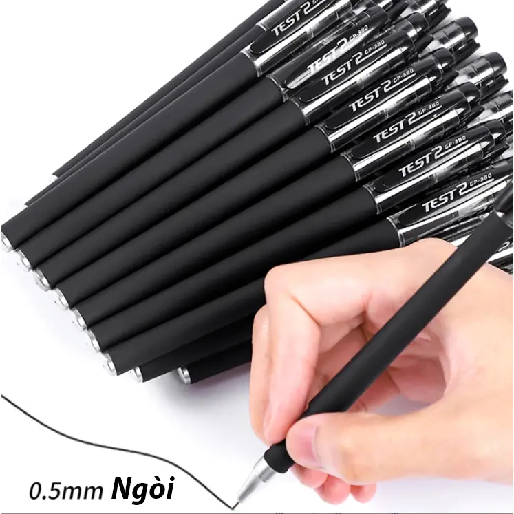 (New) Bút Bi Nước TEST2 mực đen đầu ngòi kim 0.5mm, Mực đều, đẹp - Mực Đen