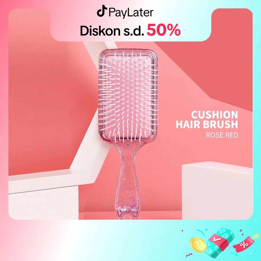 [TT Viral] MINISO Sisir Cushion Sisir Rambut Wanita Glitter Hair Brush Comb Kering