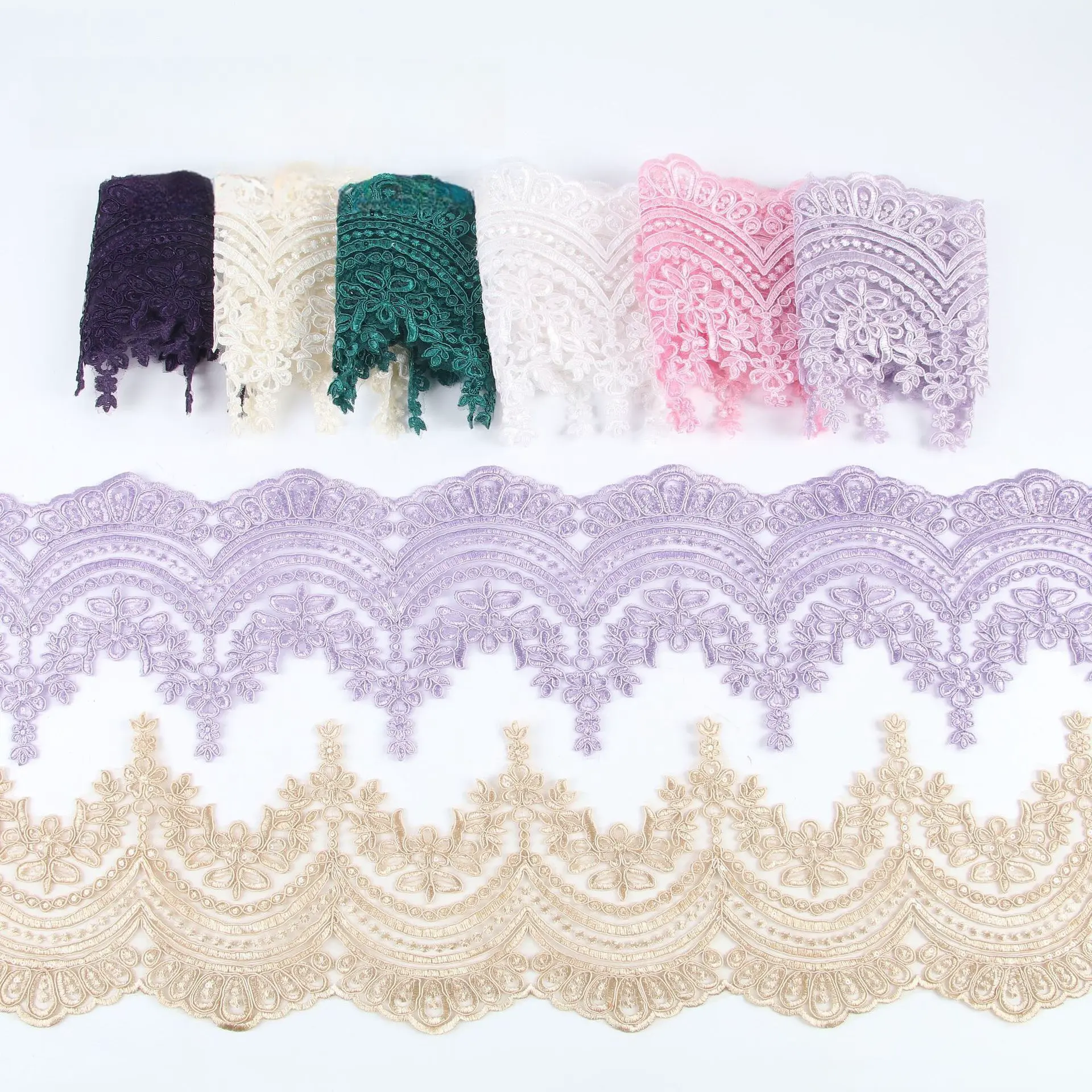 Vải viền ren Tulle thêu mềm, 20cm, thích hợp để trang trí viền, dệt may