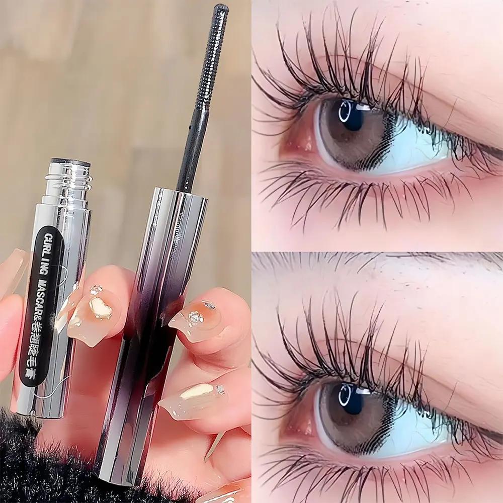Waterproof Silk Fiber Mascara Metal Head Curling Lengthens Eyelash Extensions Eyes Makeup Mascara