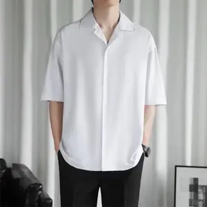 Kemeja Pendek Pria Santai Bahan Katun Rayon Kerah Piyama V-Neck Korean Style Pantai Kemeja Pendek Pria Santai Bahan Katun Rayon Kerah Piyama V-Neck Korean Style Pantai