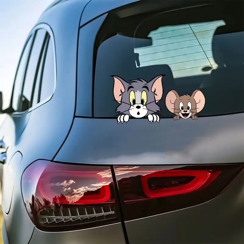 Car stickers cat and mouse Tom and Jerry creative cartoon car stickers electric motorcycle body glass decoration animation