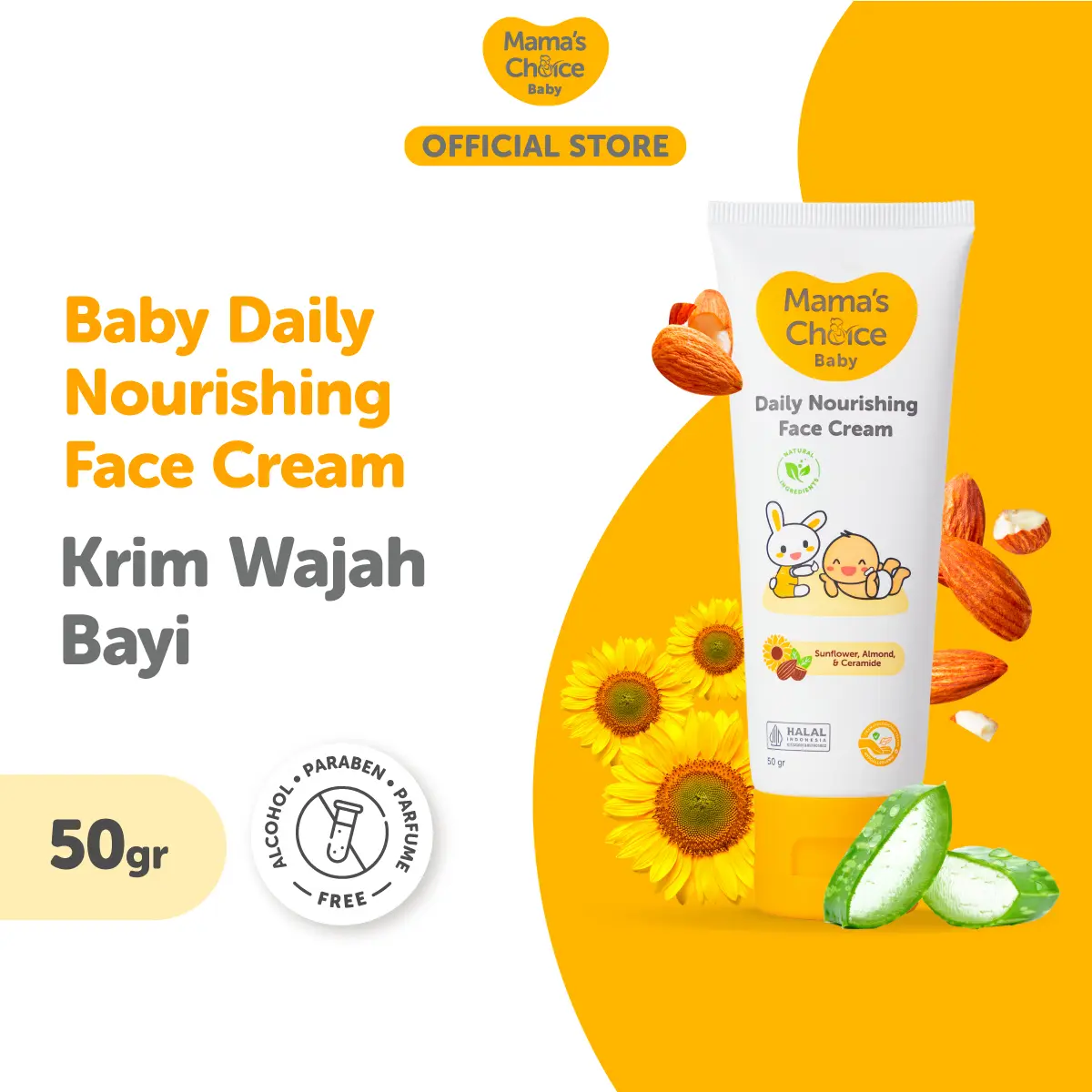 Baby Daily Nourishing Face Cream Mama's Choice | Krim Kulit Wajah Bayi - Face Cream Bayi dan Anak-Anak
