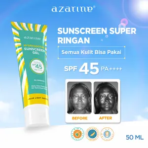 Azarine Hydrasoothe Sunscreen Gel SPF45 PA++++ 50ml Sunscreen untuk Kulit Berminyak, Berjerawat kulit Sensitif Chemical Sunscreen