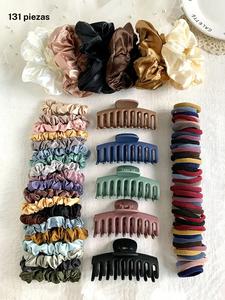 Conjuntos de accesorios para el cabello de color sólido, simples, de alta elasticidad, duraderos y fuertes lazos para el cabello y garras para el cabello, accesorios para el cabello versátiles e informales para mujeres y niñas