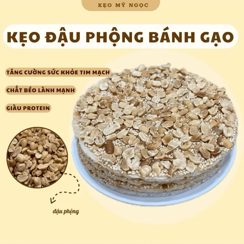 Kẹo Đậu Phộng Bánh Gạo Tròn Lớn Ăn Vặt