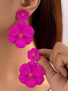 1 Par de Aretes Colgantes con Diseño de Flor Simulada, Joyería Casual para Mujer, Regalo de Joyería Moderna para Fiesta y Vida Diaria