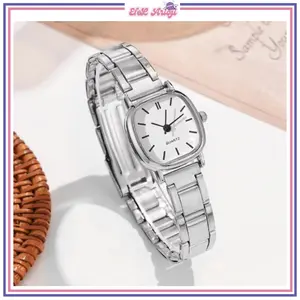 Jam Tangan Wanita Kuarsa Model Skala Sederhana Dial Kecil Tali Baja Modis Diameter 28mm Lebar 9mm Kaca Mineral Elegan Minimalis