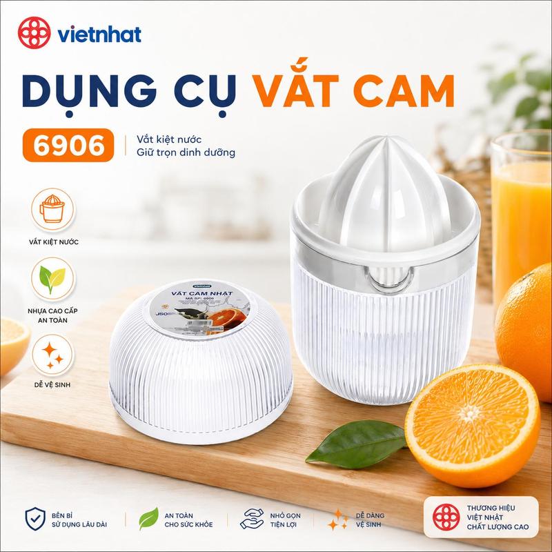 Dụng cụ vắt cam kèm cốc đựng Việt Nhật 6906 - Vắt cam bằng tay vắt Kiệt, Không Lẫn Hạt, Nhỏ Gọn Dễ Dùng