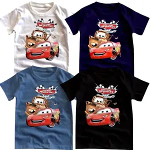 Kaos Distro Anak Laki Laki Motif Lightning McQueen Academy Biru Tua dengan Desain Karakter Lucu Fashion  Baju