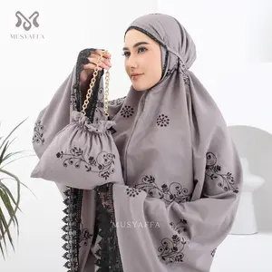MUSYAFFA - Mukena Dewasa Bordir Clara Premium Cantik Mewah Atasan Bawahan Bunga Katun Muslim Mukenah Mukena bordir
