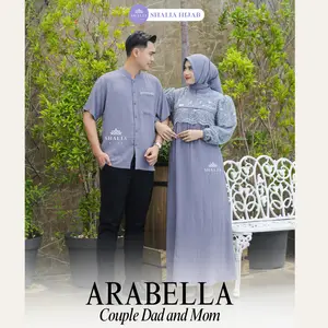 Shalia Hijab | ARABELLA Dress Brokat Set KOKO | Gamis Couple Syari Mewah Pesta Lebaran Crinkle Tille Mutiara Kondangan Muslim Sarimbit Pasangan Baju Simple