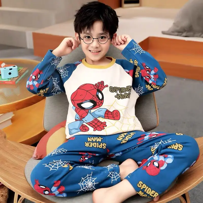 Spider-Man Pajamas Spring and Autumn New Boys Warm Long Sleeve Cartoon Boys Student Dormitory Home Clothing