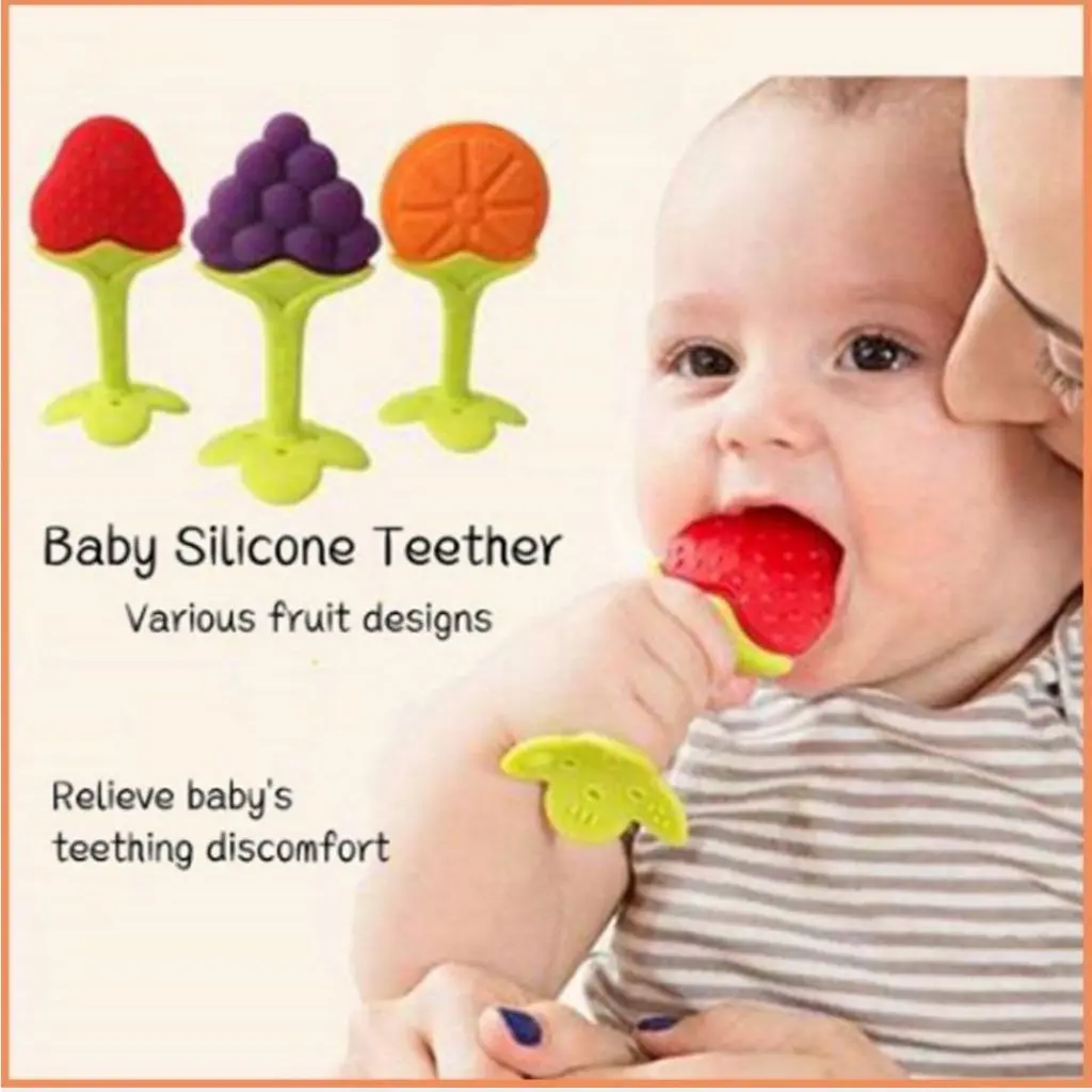 WDS Teether Gigitan Bentuk Buah Teether Bahan Silikon Gigitan Bayi BPA Free B07